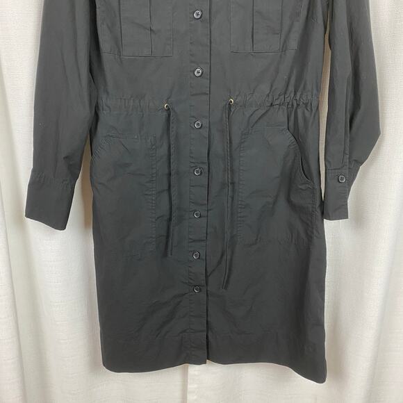 Banana Republic Black Cotton Trench Back Shirt Dress Sz.M - Picture 7 of 14